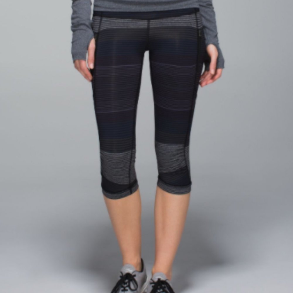 Lululemon Passion Crop II, RARE Om Stripe sz 2&6